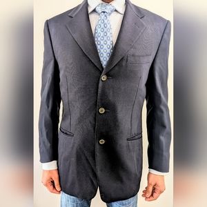 Canali Men's Navy Blue 100% Wool 3-Button Sport Coat Blazer Jacket Size 40R